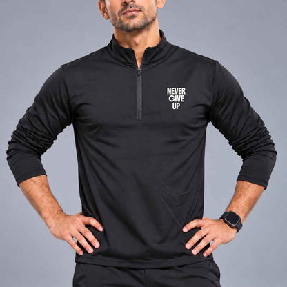 Custom Full Sleeve Dri-Fit T-Shirt for Men with Name-Gym Sports Workout Tshirts-Never Give Up