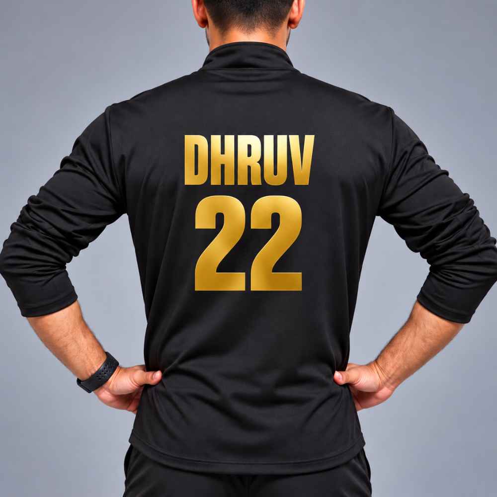 Full Sleeve Gym T-Shirt for Men with name number- Custom Dri-fit Tshirt Black