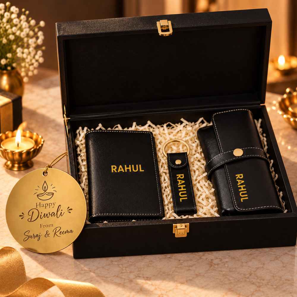 Custom  Gift Box with Passport Cover Custom Keychains and Specs Sunglass Holder Cover