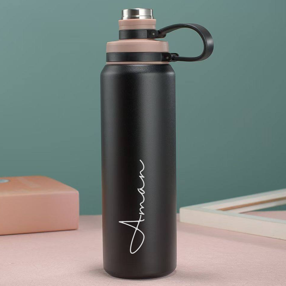 Personalized Stainless Steel Water Bottle 800ml – Double Wall Vacuum Insulated Hot & Cold Bottle for Gym, Office & Travel