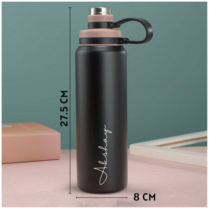 Personalized Stainless Steel Water Bottle 800ml – Double Wall Vacuum Insulated Hot & Cold Bottle for Gym, Office & Travel