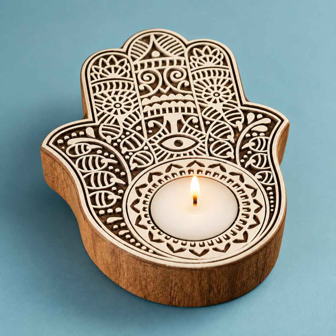 Powerful Evil Eye Protection With LED Lamp Coasters And Hamsa Hand Candle Gift Set