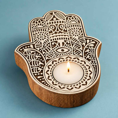 Powerful Evil Eye Protection With LED Lamp Coasters And Hamsa Hand Candle Gift Set