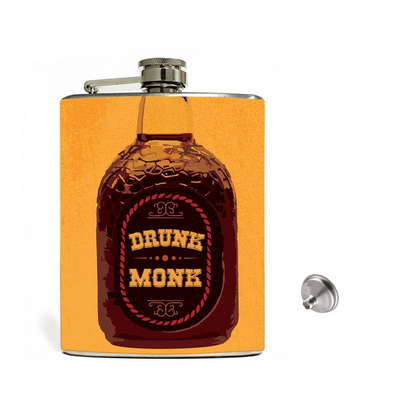 Designer Hip Flask Nutcase - Free Funnel Along - Drunk Monk