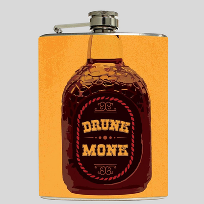 Designer Hip Flask Nutcase - Free Funnel Along - Drunk Monk