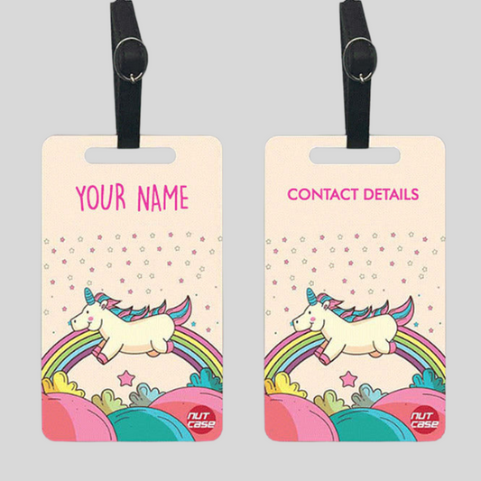 Custom Luggage Tags for Kids Bag Tags Add Name - Unicorn Rainbow