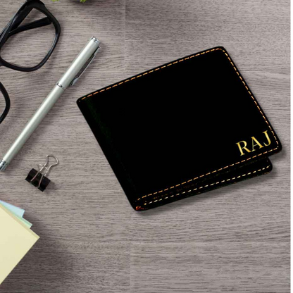 Black Personalized Wallet for Men Custom Gift with Name