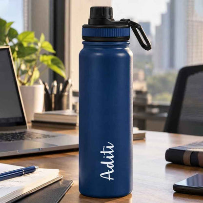 Nutcase Customized Water Bottle with Name 800ml Double Insulated Stainless Steel Bottles - Keeps Water Hot/Cold for Hours