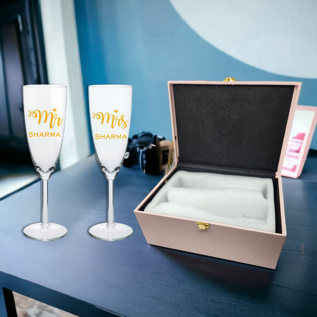 Champagne Glass Set Gift Box Available in Black