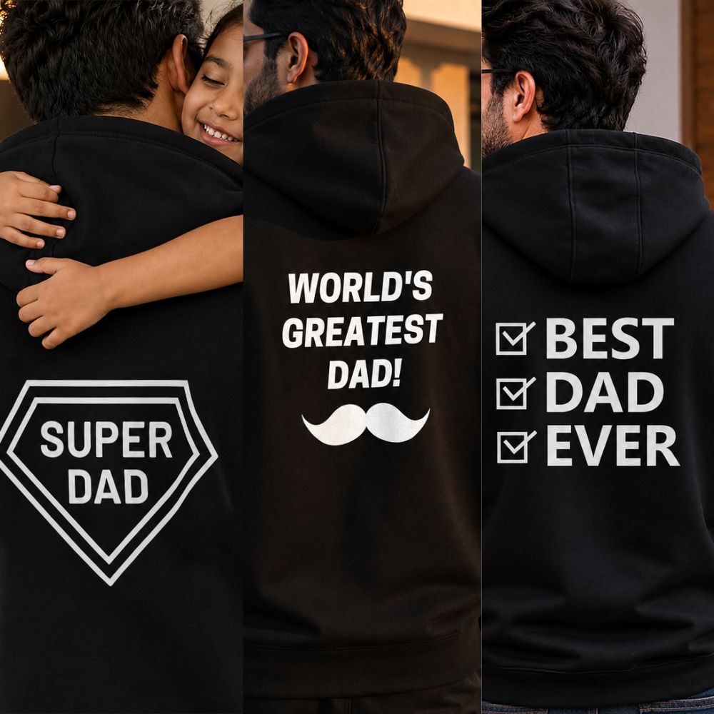 Hoodie for Dad Custom Designer Black Hoodies-Father's Day Gift