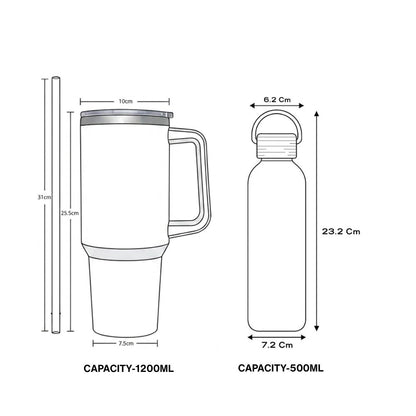Hydration Rakshabandhan Gift Set | Useful Gift for Sister | 1200ml Insulated Tumbler Mug & 500ml Stainless Steel insulated Water Bottle