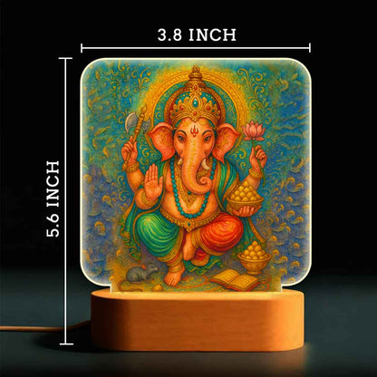 Ganpati LED Light with Wooden Base – Divine Night Lamp for Home Temple & Bedroom Decor