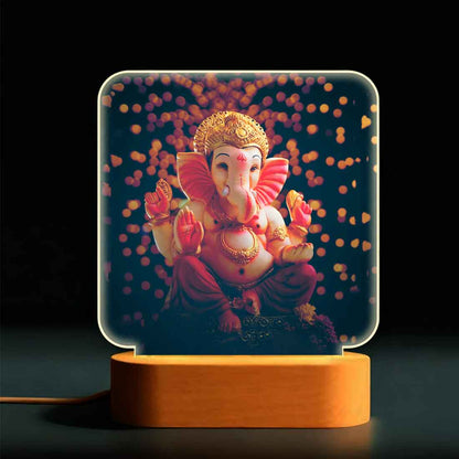 Ganesh Table Lamp with LED Light – Divine Decor for Home, Temple & Office