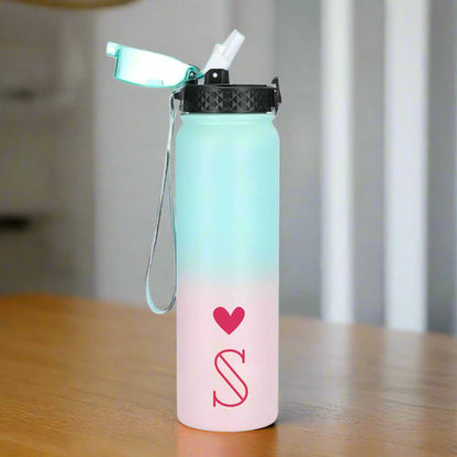 Nutcase Personalized Stainless Water Bottle   - 600ml Premium Insulated Bottle with Heart