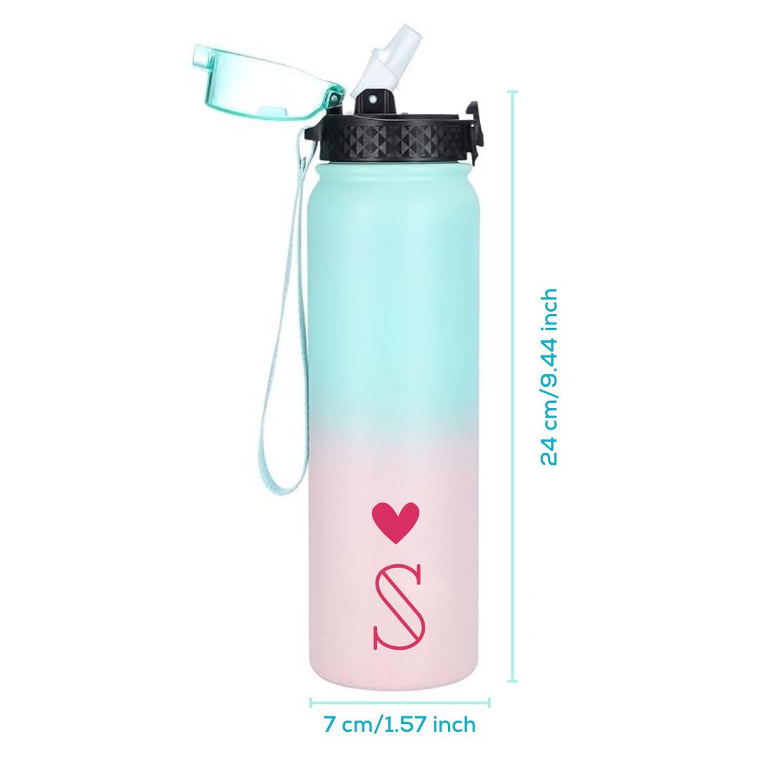 Nutcase Personalized Stainless Water Bottle   - 600ml Premium Insulated Bottle with Heart
