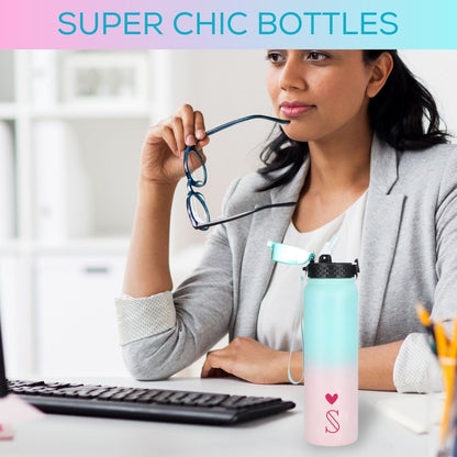 Nutcase Personalized Stainless Water Bottle   - 600ml Premium Insulated Bottle with Heart