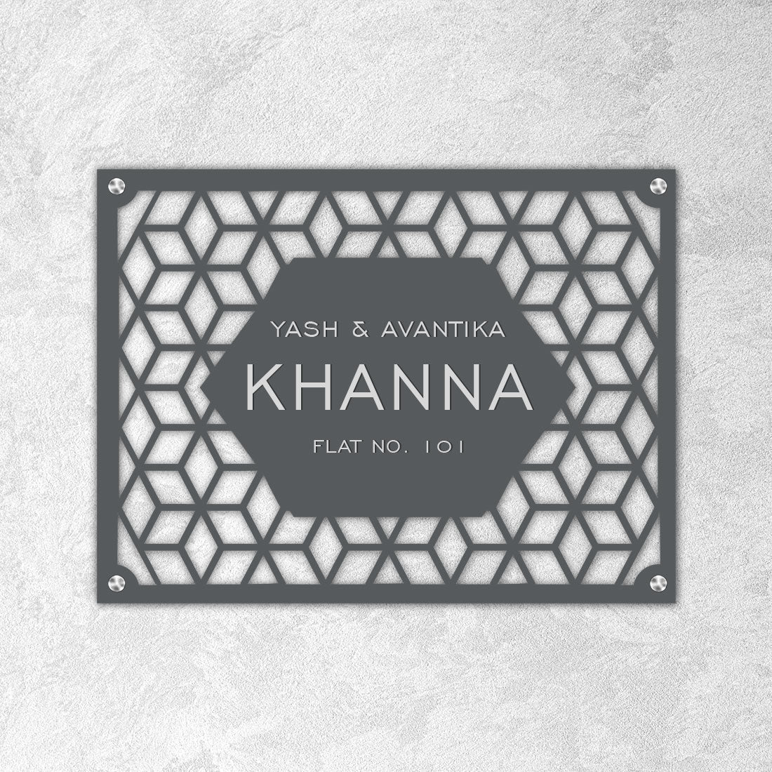 Premium Name Plate for Home Stainless Steel Nameplate Exquisitely Finished Laser Cut-Hex World