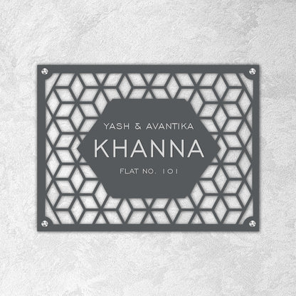 Premium Name Plate for Home Stainless Steel Nameplate Exquisitely Finished Laser Cut-Hex World