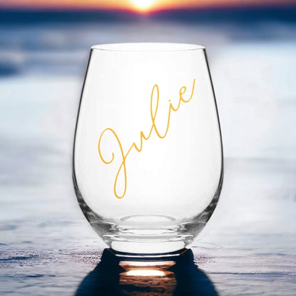 Custom Wine Glasses French Bistro Stemless Wine Glass Prosecco Gin Cocktail Glass - Design name