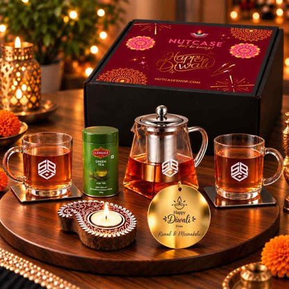 Personalized Kettle with Cups Gift Set | Green Tea Infuser Pot Set | Diwali Gift Hamper for Tea Lovers