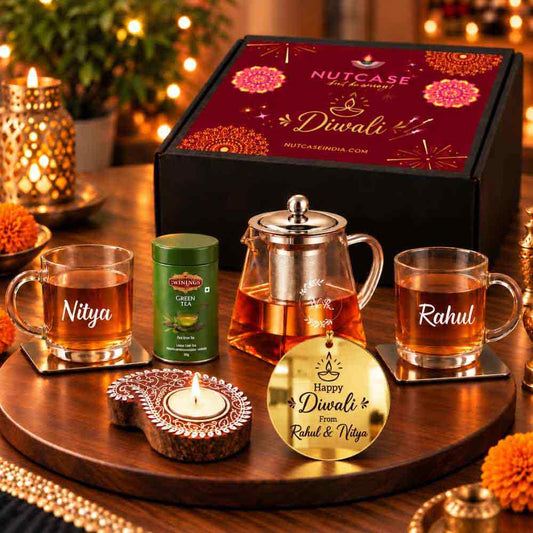 Personalized Kettle with Cups Gift Set | Green Tea Infuser Pot Set | Diwali Gift Hamper for Tea Lovers
