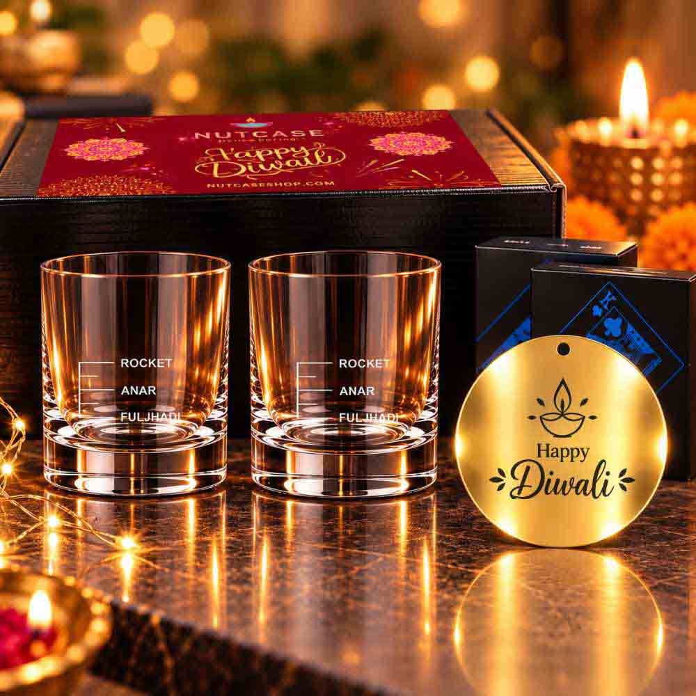Peg Measurement Glasses – Diwali Card Party Gift with Premium Playing Cards