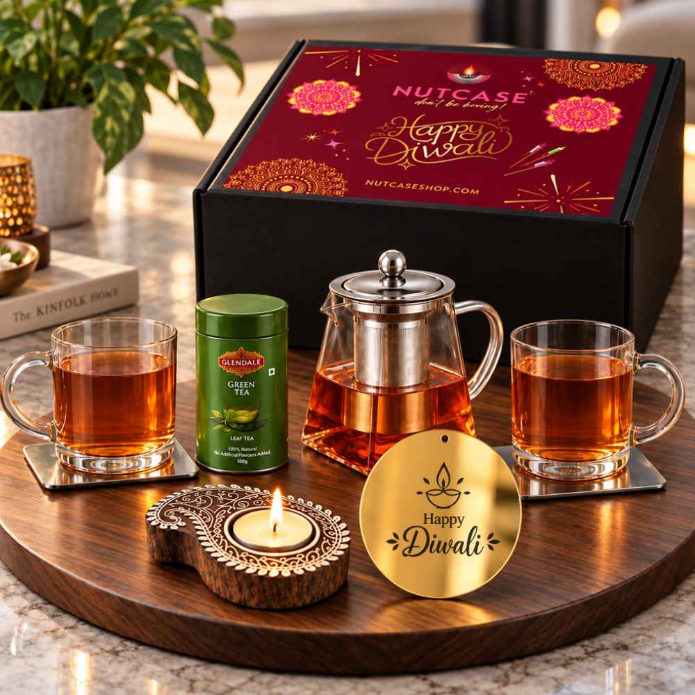 Personalized Kettle with Cups Gift Set | Green Tea Infuser Pot Set | Diwali Gift Hamper for Tea Lovers