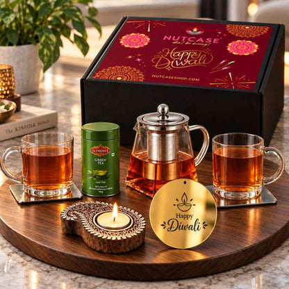 Personalized Kettle with Cups Gift Set | Green Tea Infuser Pot Set | Diwali Gift Hamper for Tea Lovers