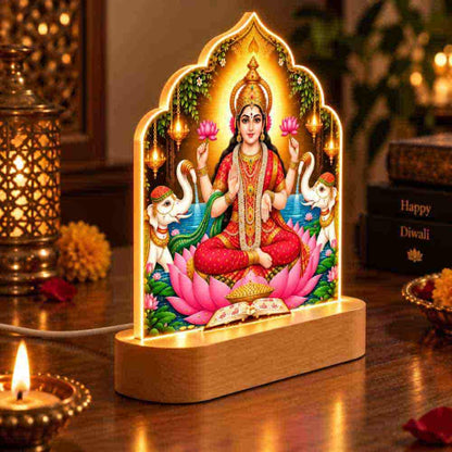 Goddess Laxmi Lamp and Ganesha Lamp with LED | Glass Candle Holders-LED Candle Includes | Divine Diwali Gift box