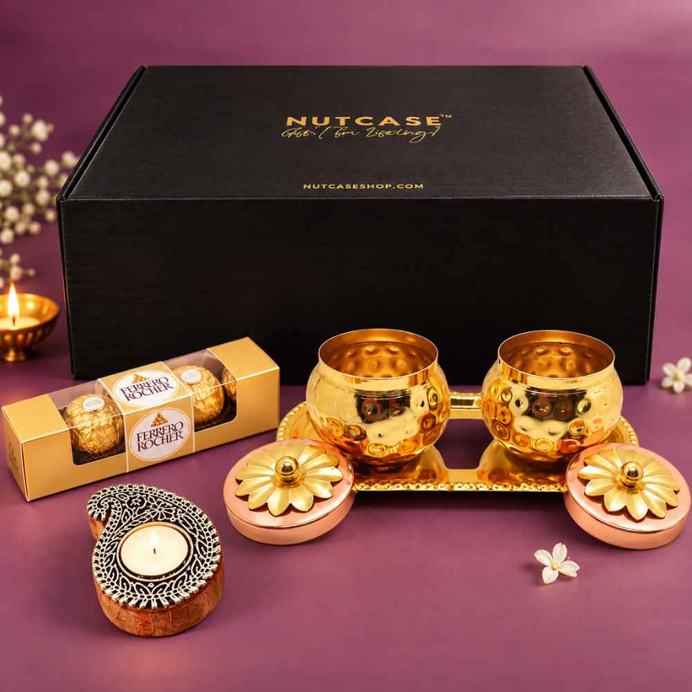 Nutcase Diwali Gift Set with Copper-Finished Jars and Premium Gifts Options