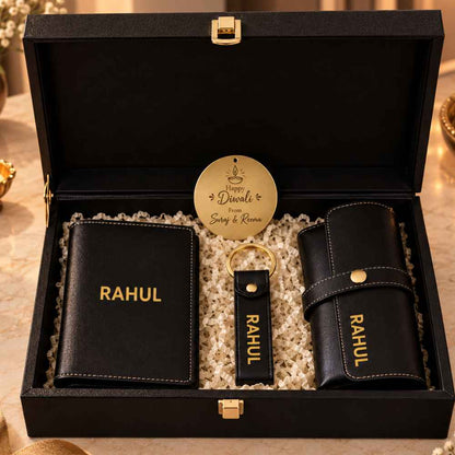 Custom  Gift Box with Passport Cover Custom Keychains and Specs Sunglass Holder Cover
