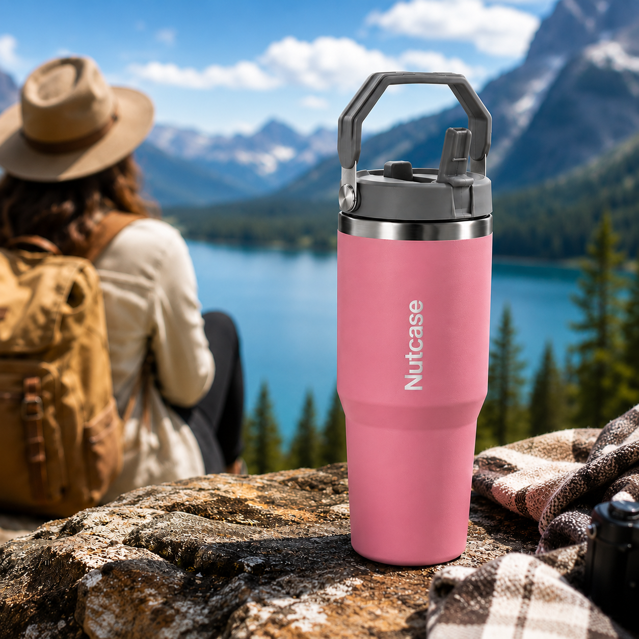 Nutcase Personalized Tumbler with Handle Double Wall Vacuum Sipper Bottle - 900ml