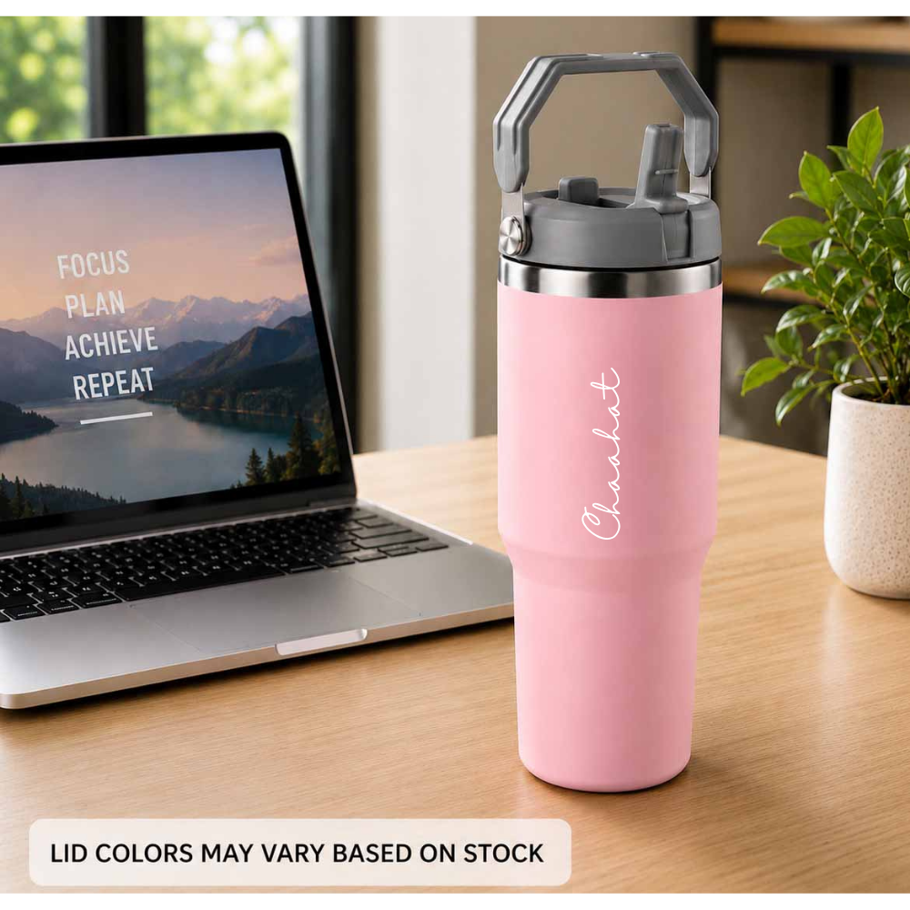 Nutcase Personalized Tumbler with Straw and Handle 900ml - Double Wall Vacuum Sipper Bottle