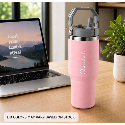 Nutcase Personalized Tumbler with Straw and Handle 900ml - Double Wall Vacuum Sipper Bottle