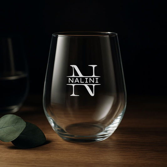 Custom Engraved Whiskey Glass Stemless Wine Glasses with Monogram Name 400 ML