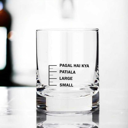 Whiskey Glasses Liquor Glass-  Anniversary Birthday Gift Funny Gifts for Husband Bf - SMALL LARGE PATIYALA PAGAL HAI KYA