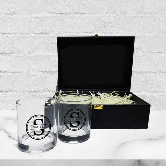 Personalized Gift Set for Him with 2 Whiskey Glasses -Perfect Present for Husband Boyfriend Boss