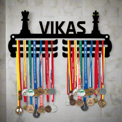 Personalized Wall-Mounted Medal Hanging Stand - Chess Medal Organizer