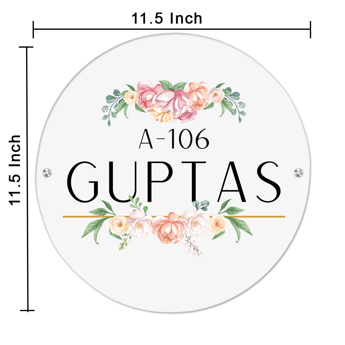 White Acrylic Name Plate Minimalist Floral Design