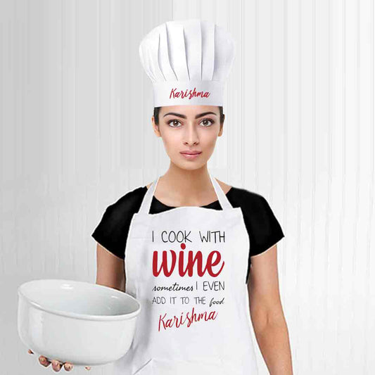 Personalised Cooking Apron for Adults Baking and Cooking - Wine