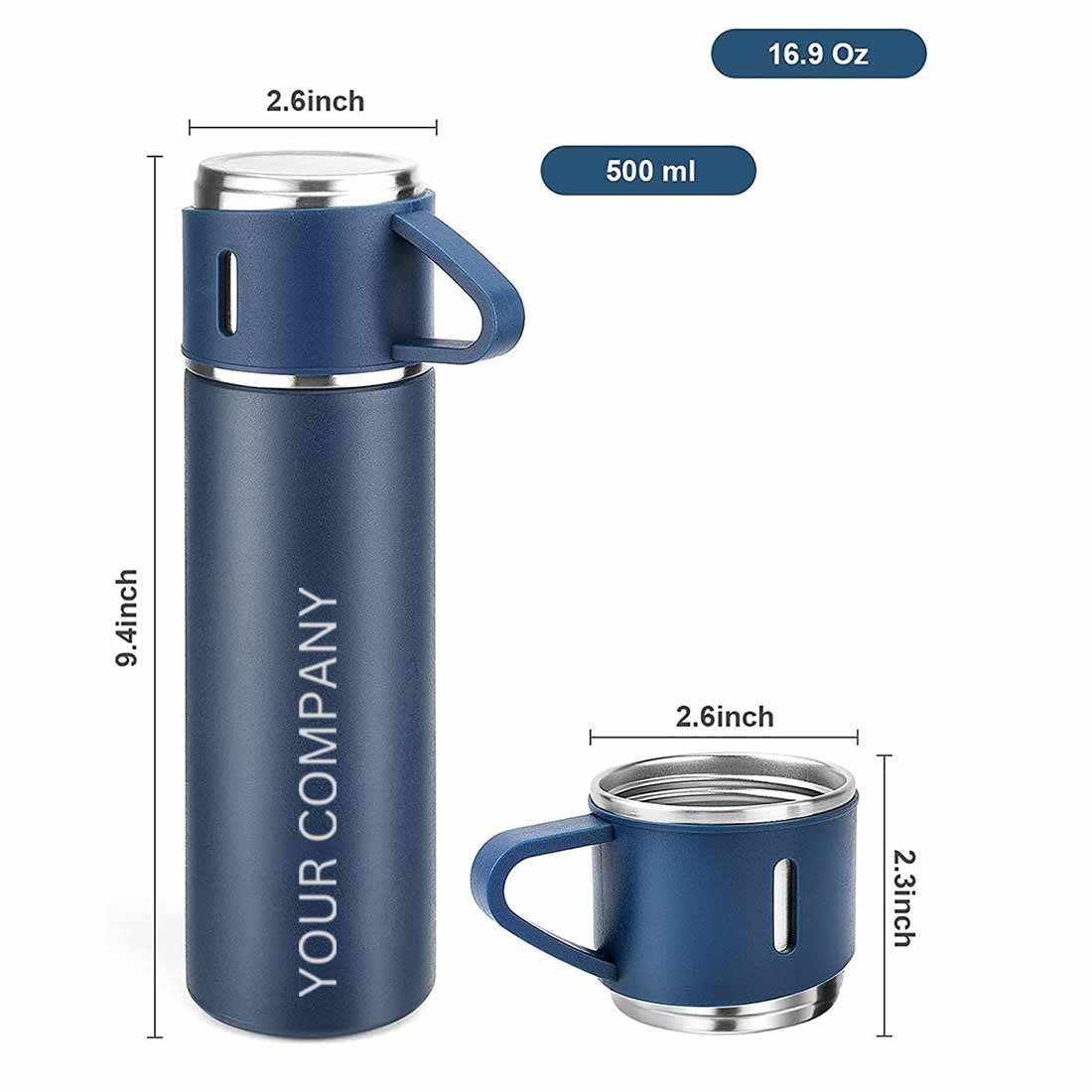 Personalized Travel Mug Thermos With 2 Cups Corporate Gift Set Box -  Add Your Company Name