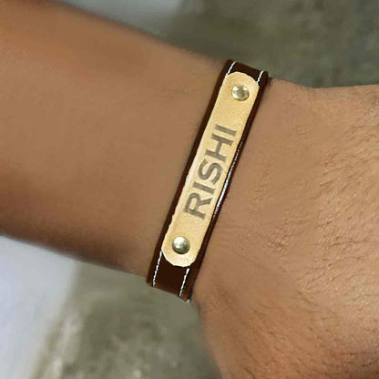 Custom Mens Leather Bracelet Personalized PU Leather Wristband - Add Name
