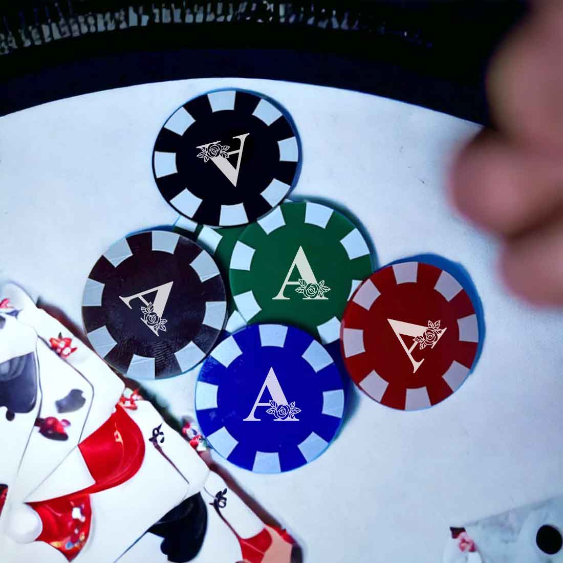 Personalized Gambling Chips Set with Monogram Initial