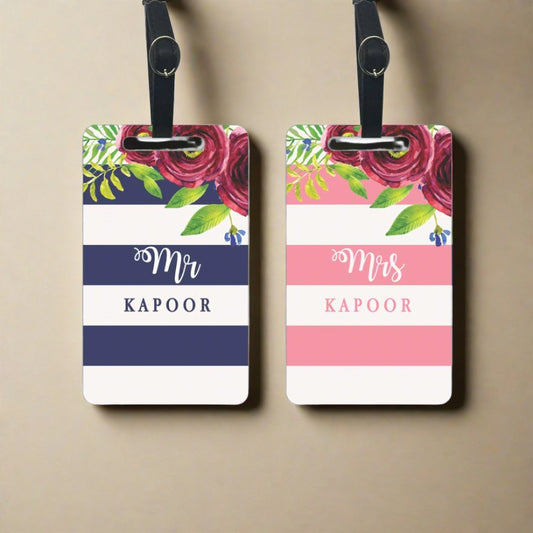 Personalised Luggage Tags for Couple - Mr & Mrs Suitcase Luggage Tags - Set of 2