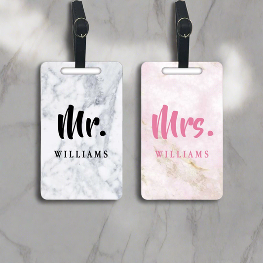 Custom Bag Tags for Couple- Mr. & Mrs. Luggage Tags - Set of 2