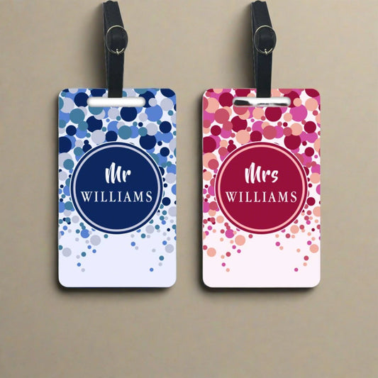 Luggage Tag with Name for Couple - Mr & Mrs Bag Tags - Set of 2