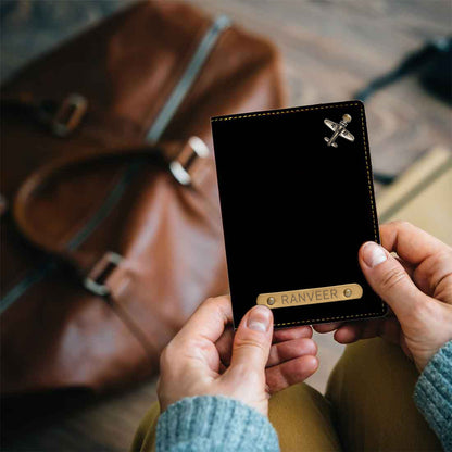 Personalized Passport Holder with Name and Charms - Airplane