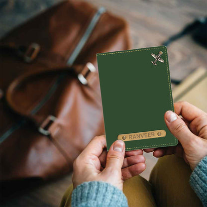 Personalized Passport Holder with Name and Charms - Airplane