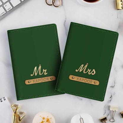 Personalized Name Mr & Mrs Passport Cover for Couples Travel Gifts with Charm