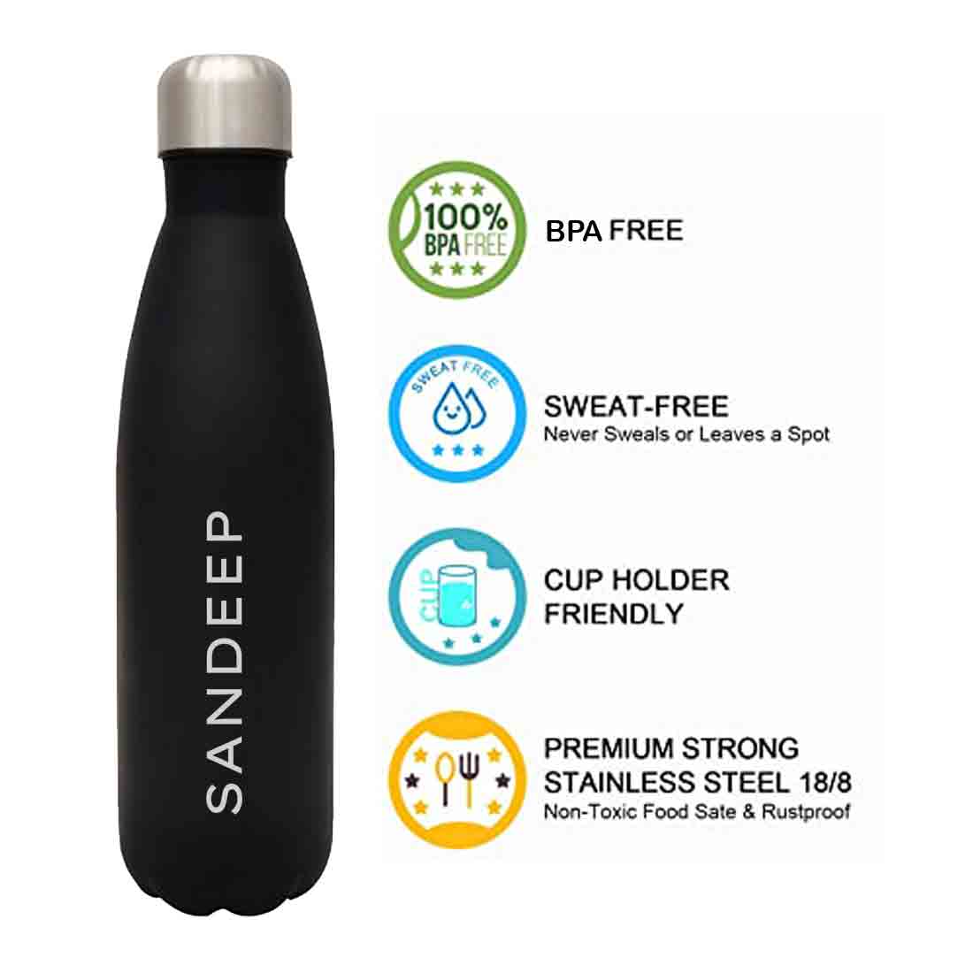 Custom Water Bottle Hot and Cold Liquids Double Insulated Thermos - 500ml
